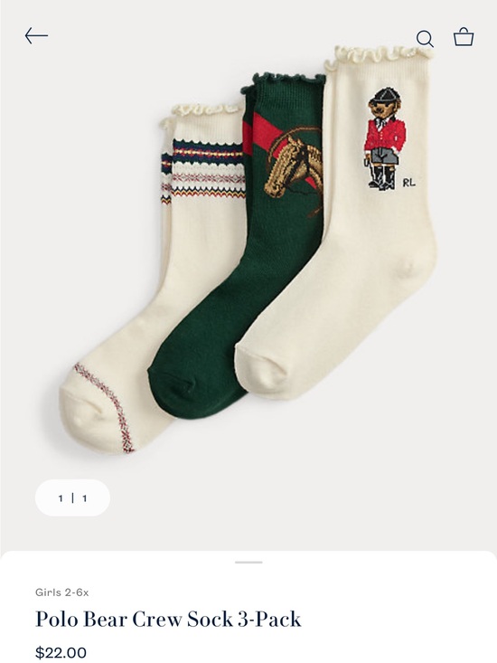 Ralph Lauren Other - Ralph Lauren Ivory & Green Polo Bear Crew Socks - 3-Pack holiday